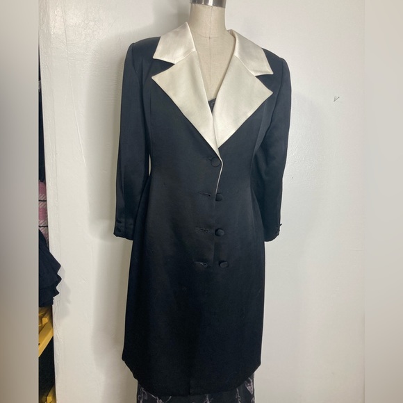 Archival fashion Patrick Kelly Paris vintage sateen contrast longline blazer - Picture 2 of 10